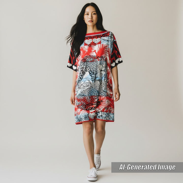 Pristine HERMES one piece Wild print denim dress Multi cotton Women 34 3E0551D1