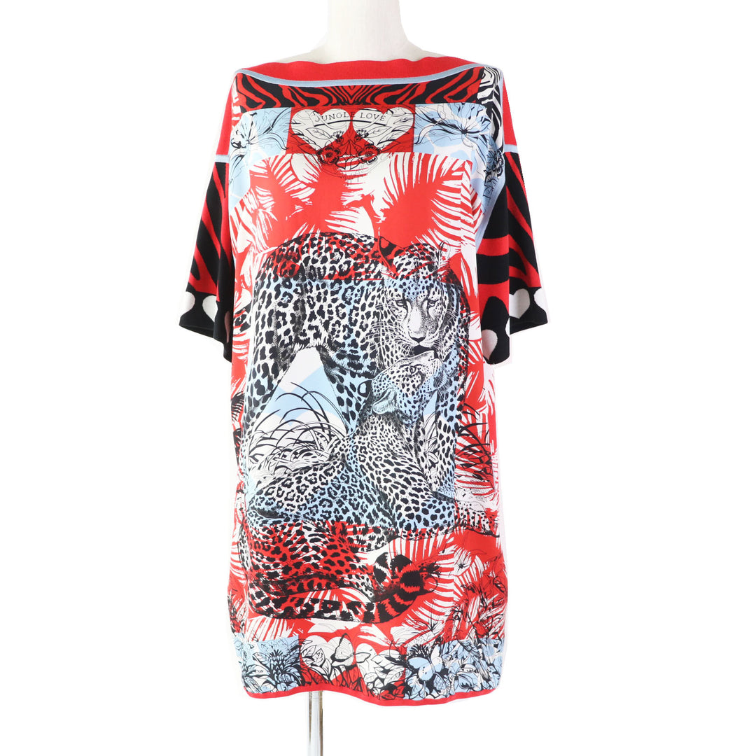 Discounted Pristine HERMES one piece JUNGLE LOVE Tunic / Red silk Women 38 3E2827D3