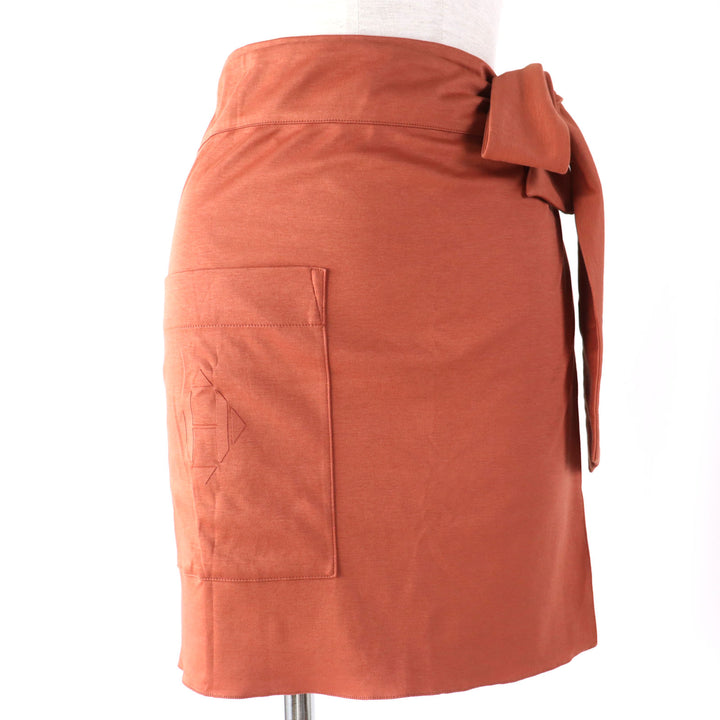 Discounted Excellent HERMES Wrap skirt H motif pocket Above knee length Mini length Brown