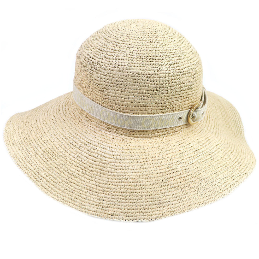 Discounted Great Chloe Borsalino hat Logo Tape Capelin Hat Garden Hat Straw Hat Beige M