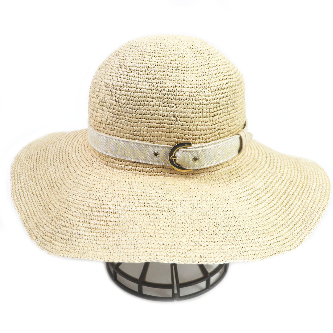 Discounted Great Chloe Borsalino hat Logo Tape Capelin Hat Garden Hat Straw Hat Beige M