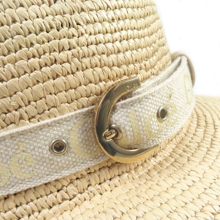 Discounted Great Chloe Borsalino hat Logo Tape Capelin Hat Garden Hat Straw Hat Beige M