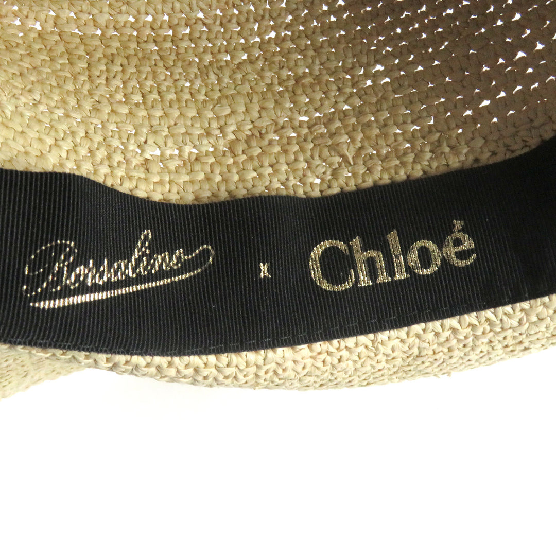 Discounted Great Chloe Borsalino hat Logo Tape Capelin Hat Garden Hat Straw Hat Beige M
