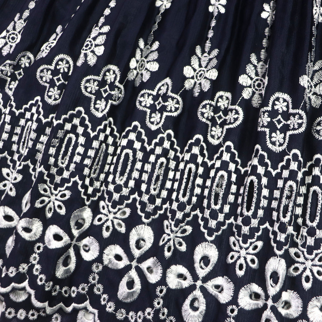 Discounted Excellent PLEATS PLEASE Long skirt Pleated finish, cutwork lace hem, embroidery