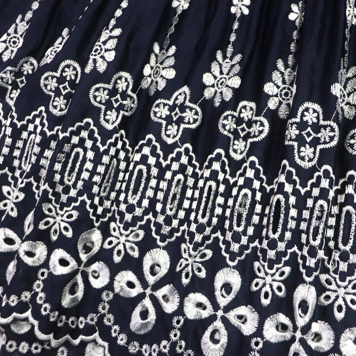 Discounted Excellent PLEATS PLEASE Long skirt Pleated finish, cutwork lace hem, embroidery