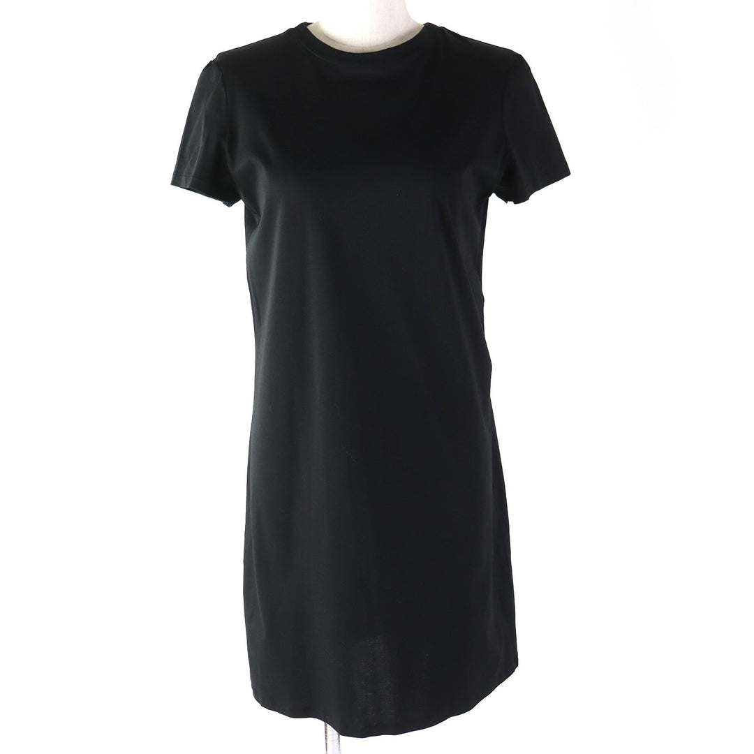 Discounted Excellent CHANEL one piece COCO Mark Button Short Sleeve black cotton Women S