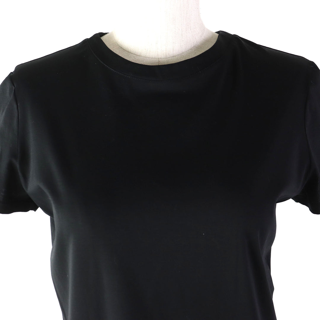 Discounted Excellent CHANEL one piece COCO Mark Button Short Sleeve black cotton Women S
