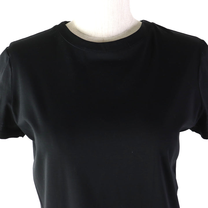 Discounted Excellent CHANEL one piece COCO Mark Button Short Sleeve black cotton Women S