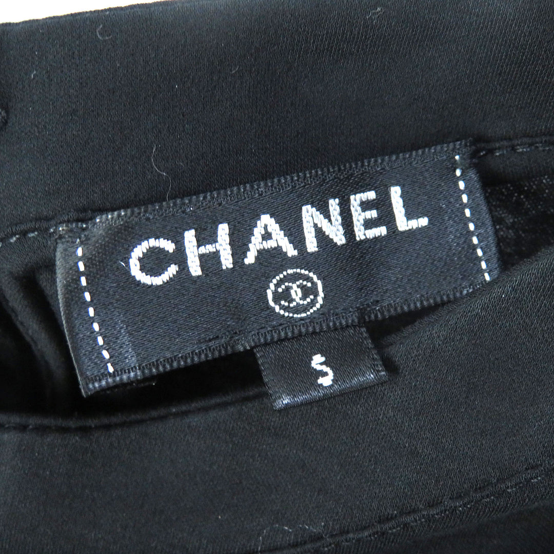 Discounted Excellent CHANEL one piece COCO Mark Button Short Sleeve black cotton Women S