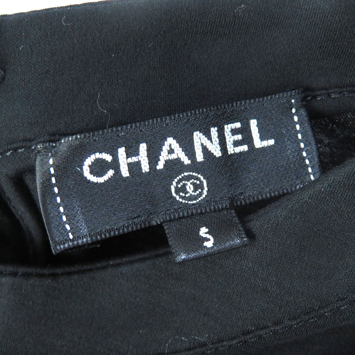 Discounted Excellent CHANEL one piece COCO Mark Button Short Sleeve black cotton Women S