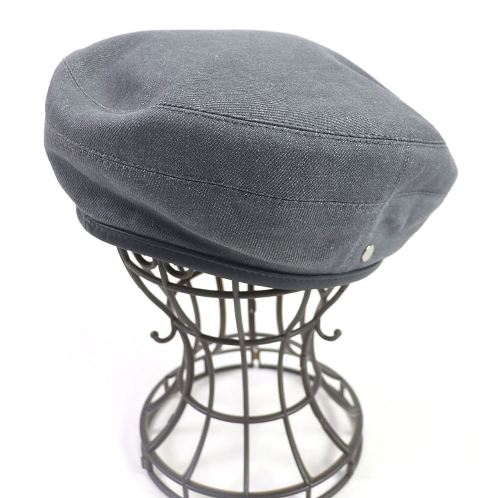Discounted Pristine HERMES beret Saint Honor silk lining, H logo, leather piping gray