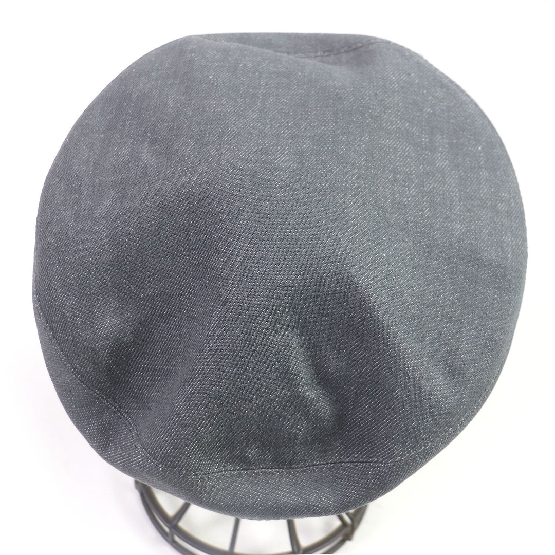 Discounted Pristine HERMES beret Saint Honor silk lining, H logo, leather piping gray