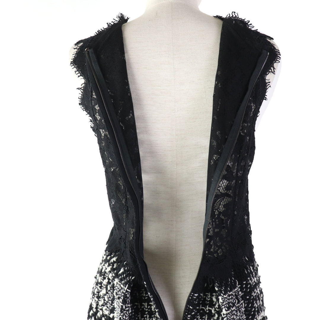 Discounted Excellent DOLCE&GABBANA ensemble Mohair and alpaca blend tweed jacket dress Black White