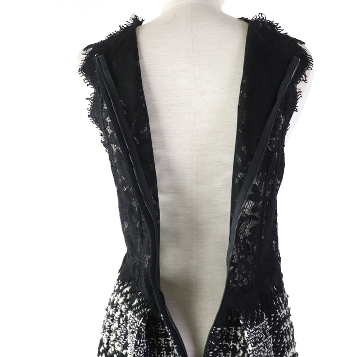 Discounted Excellent DOLCE&GABBANA ensemble Mohair and alpaca blend tweed jacket dress Black White