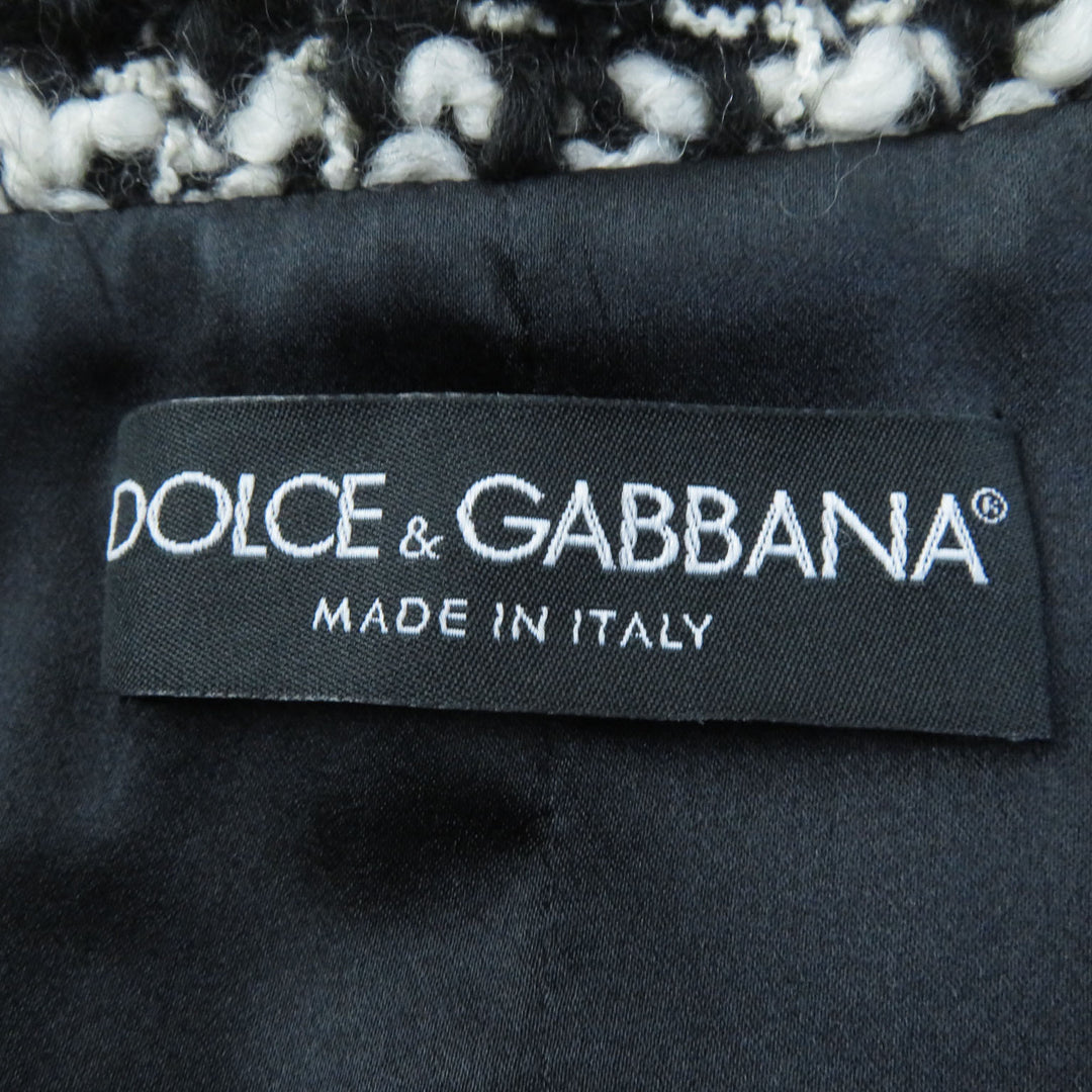 Discounted Excellent DOLCE&GABBANA ensemble Mohair and alpaca blend tweed jacket dress Black White