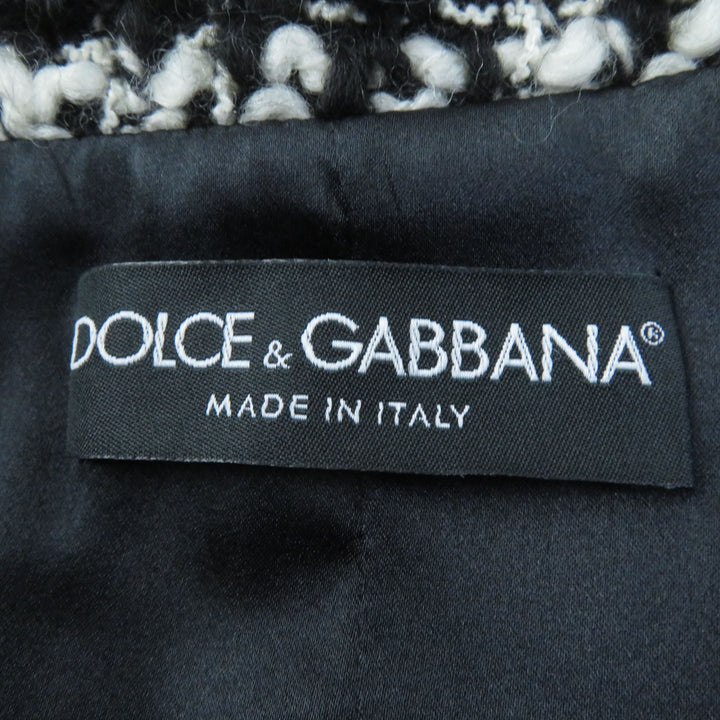 Discounted Excellent DOLCE&GABBANA ensemble Mohair and alpaca blend tweed jacket dress Black White