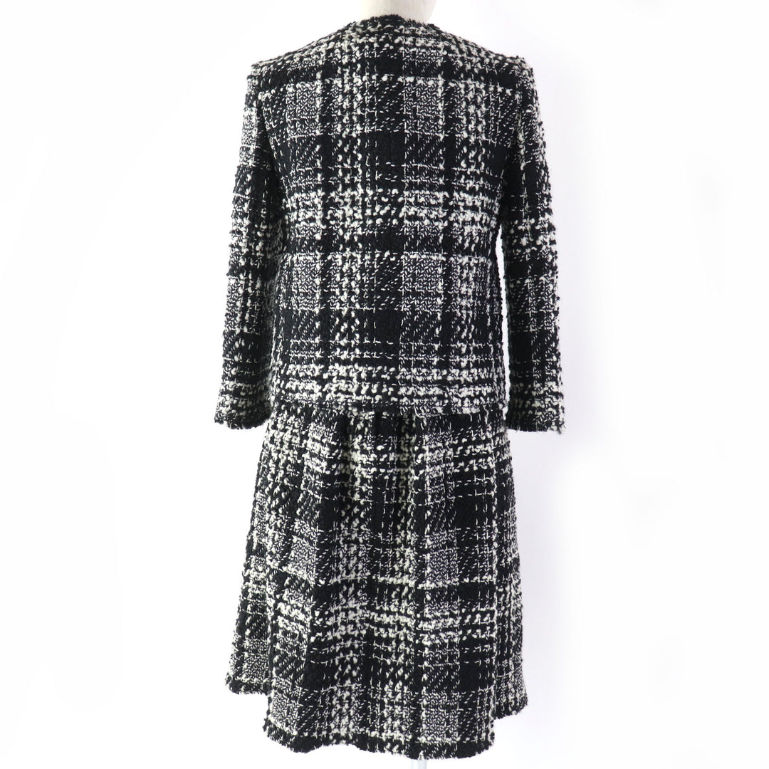 Discounted Excellent DOLCE&GABBANA ensemble Mohair and alpaca blend tweed jacket dress Black White