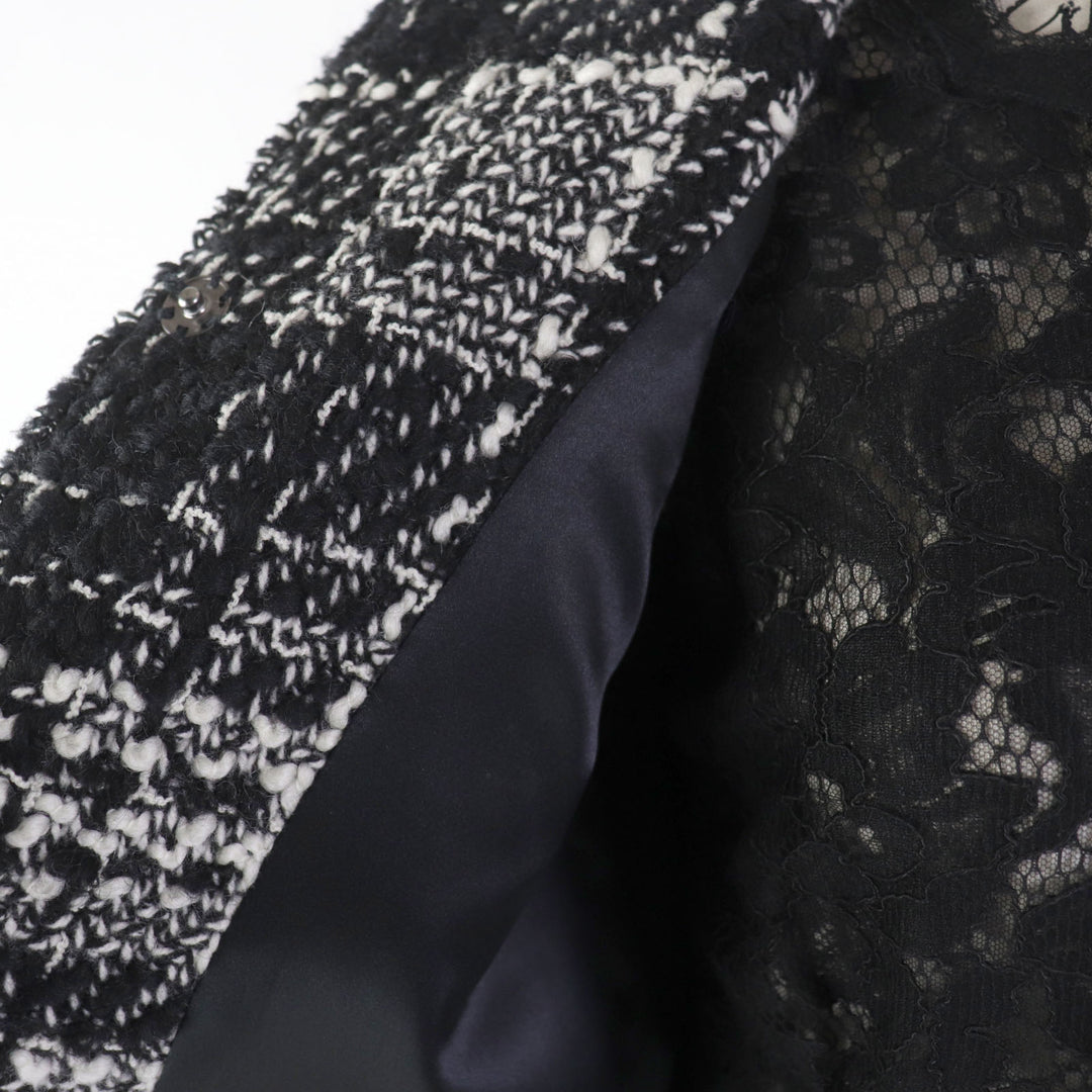 Discounted Excellent DOLCE&GABBANA ensemble Mohair and alpaca blend tweed jacket dress Black White