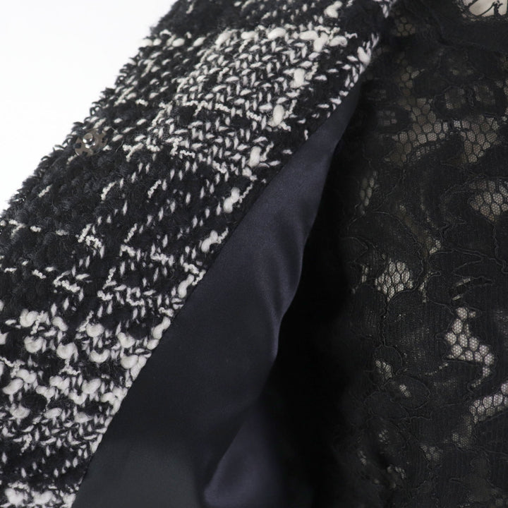 Discounted Excellent DOLCE&GABBANA ensemble Mohair and alpaca blend tweed jacket dress Black White