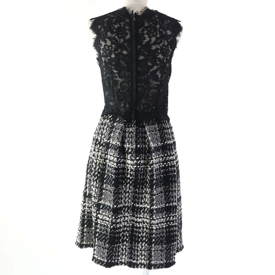 Discounted Excellent DOLCE&GABBANA ensemble Mohair and alpaca blend tweed jacket dress Black White