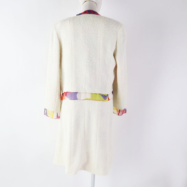 Discounted Excellent CHANEL two-piece set Vintage 3-piece set Ivory Nylon Women 40