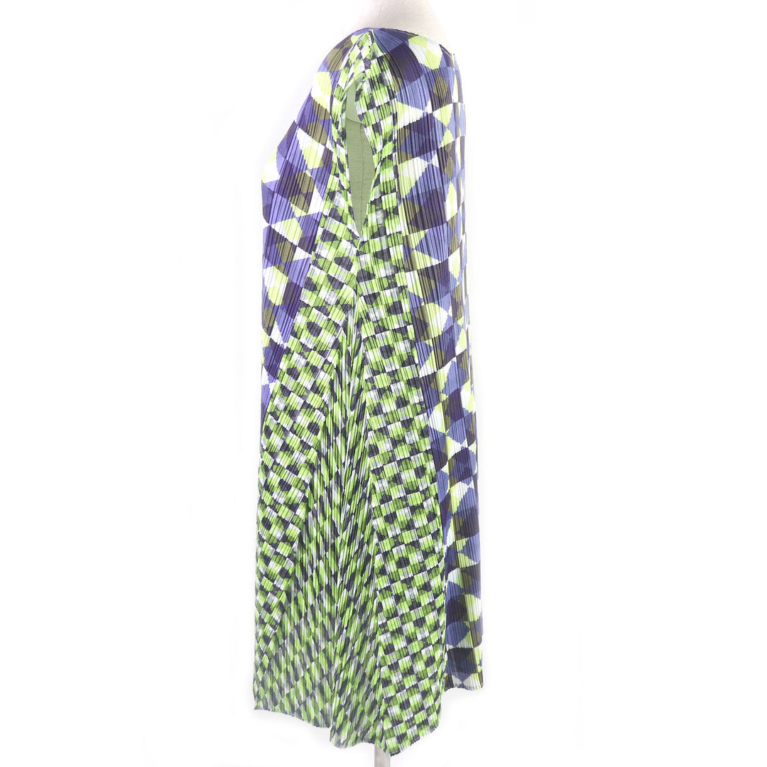 Discounted Excellent PLEATS PLEASE one piece Diamond Pattern Sleeveless Pleated Green 2