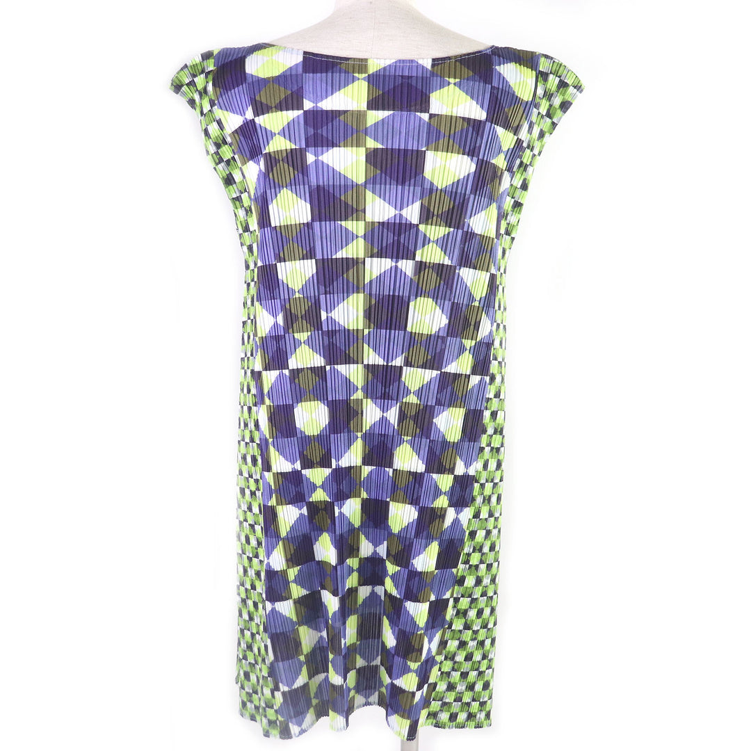 Discounted Excellent PLEATS PLEASE one piece Diamond Pattern Sleeveless Pleated Green 2