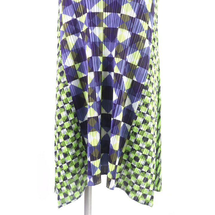 Discounted Excellent PLEATS PLEASE one piece Diamond Pattern Sleeveless Pleated Green 2