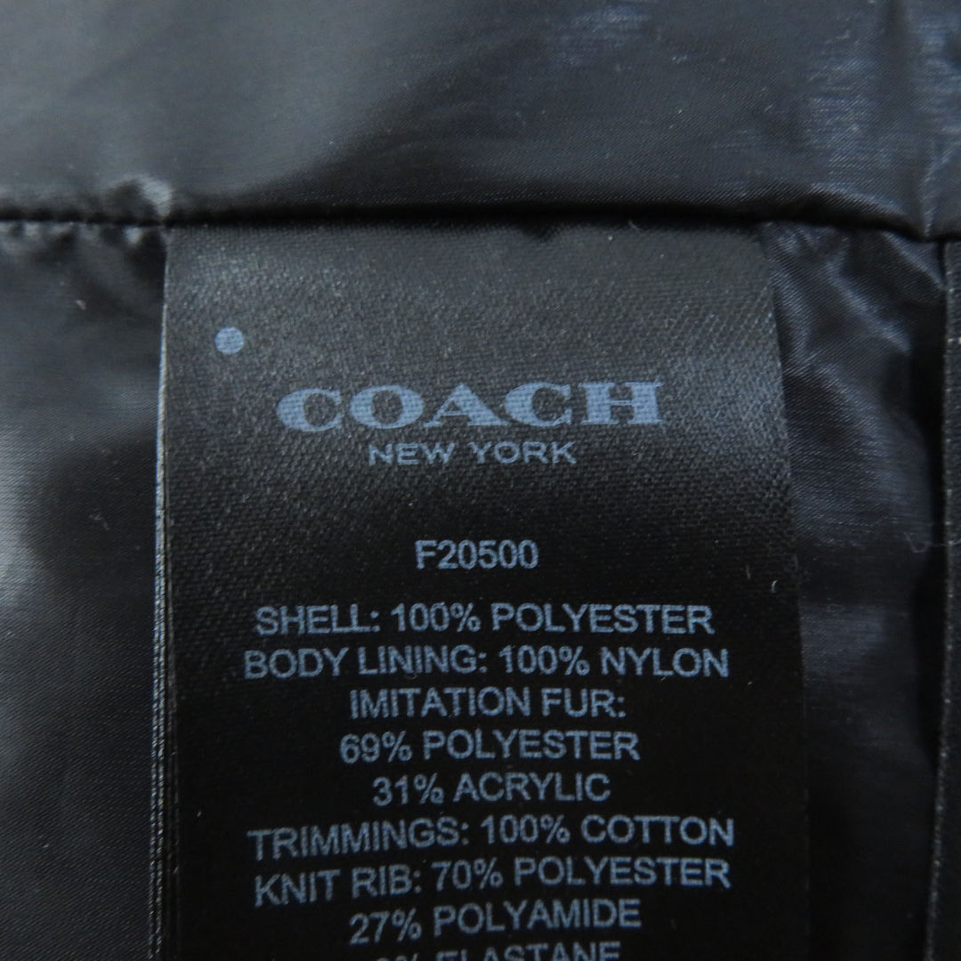 Discounted Pristine COACH down coat Leather logo patch and hood Bordeaux polyester Women XS F20500