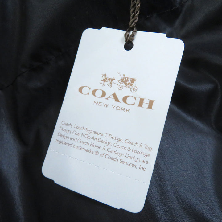 Discounted Pristine COACH down coat Leather logo patch and hood Bordeaux polyester Women XS F20500