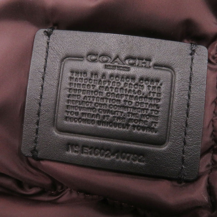 Discounted Pristine COACH down coat Leather logo patch and hood Bordeaux polyester Women XS F20500