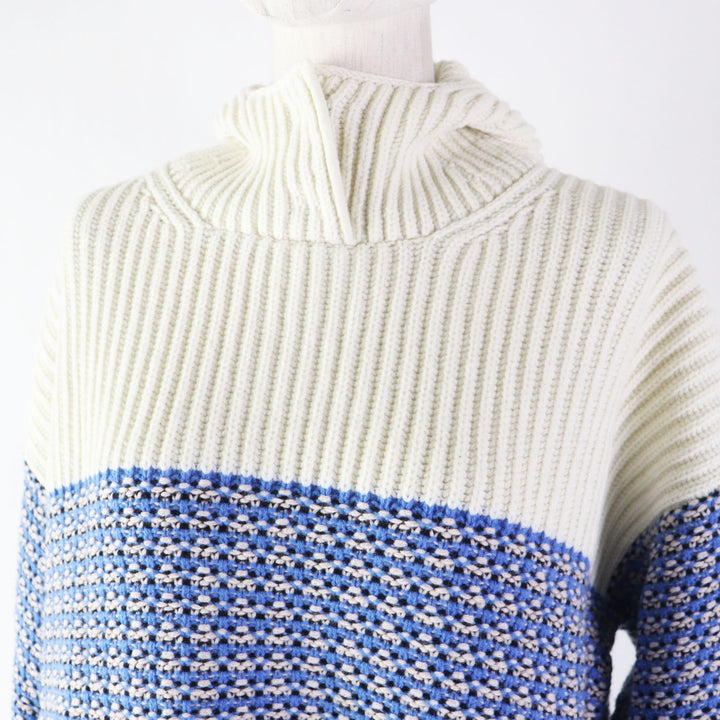 Discounted Excellent FENDI Parker FF logo/Zucca Pattern knit Blue white wool Women 38