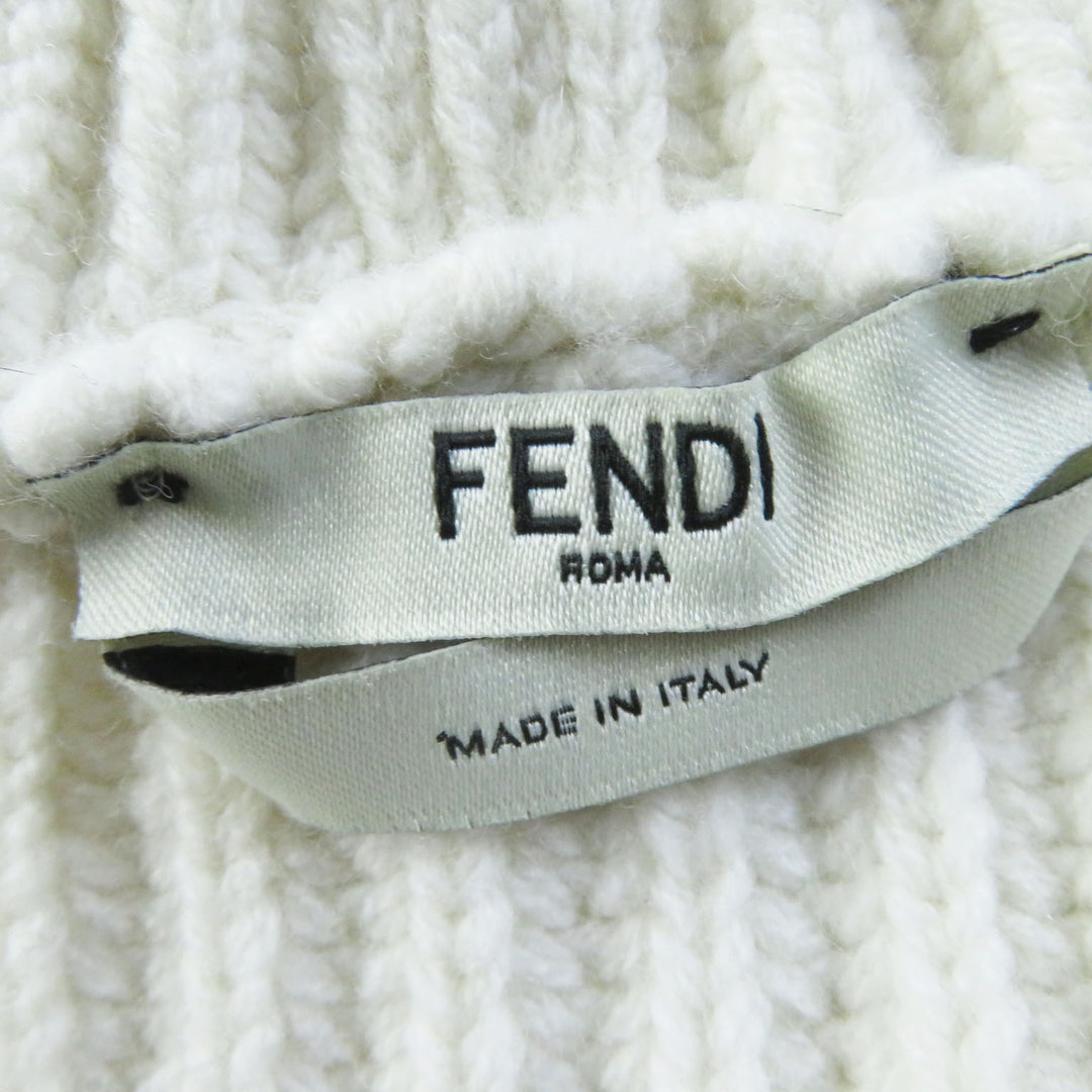 Discounted Excellent FENDI Parker FF logo/Zucca Pattern knit Blue white wool Women 38