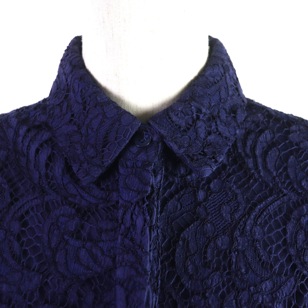 Discounted Great BURBERRY LONDON one piece All lace short sleeve shirt Navy cotton Women 36