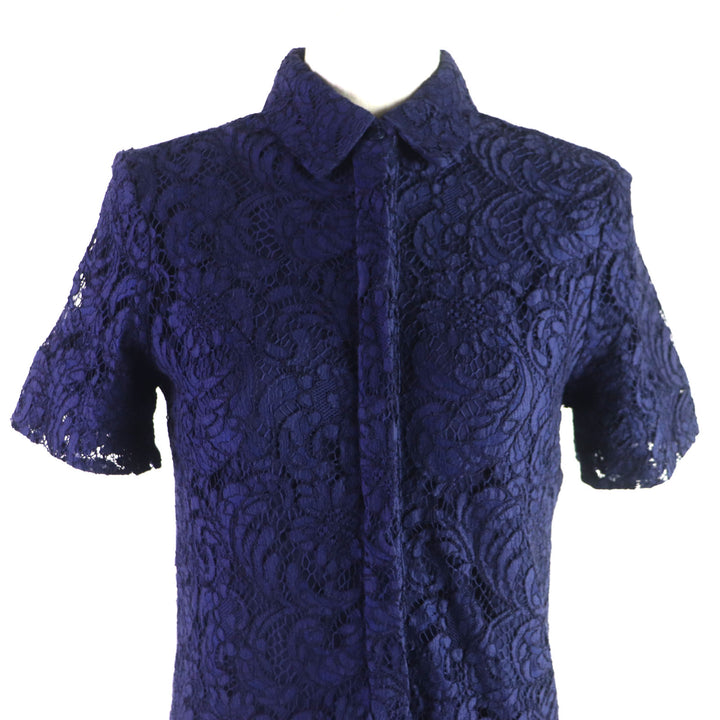 Discounted Great BURBERRY LONDON one piece All lace short sleeve shirt Navy cotton Women 36