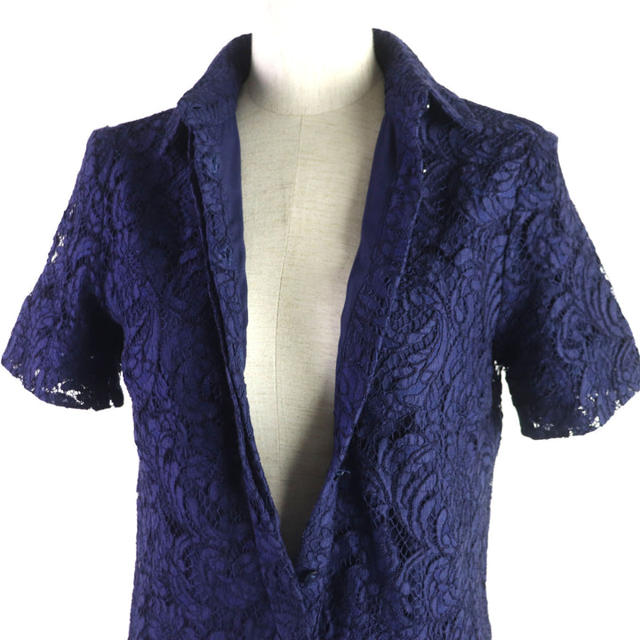 Discounted Great BURBERRY LONDON one piece All lace short sleeve shirt Navy cotton Women 36