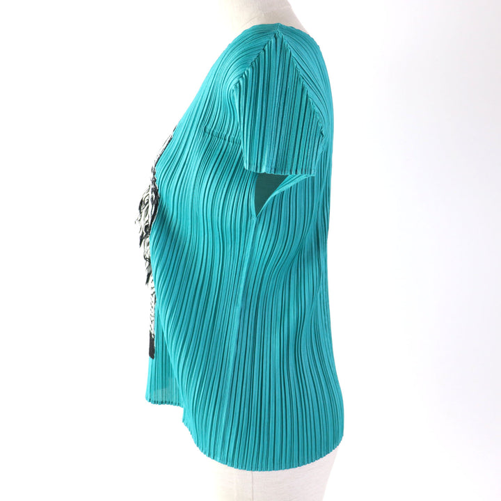 Discounted Excellent PLEATS PLEASE T-shirt Zebra Design Pleated Crew Neck 3 PP01-JK771