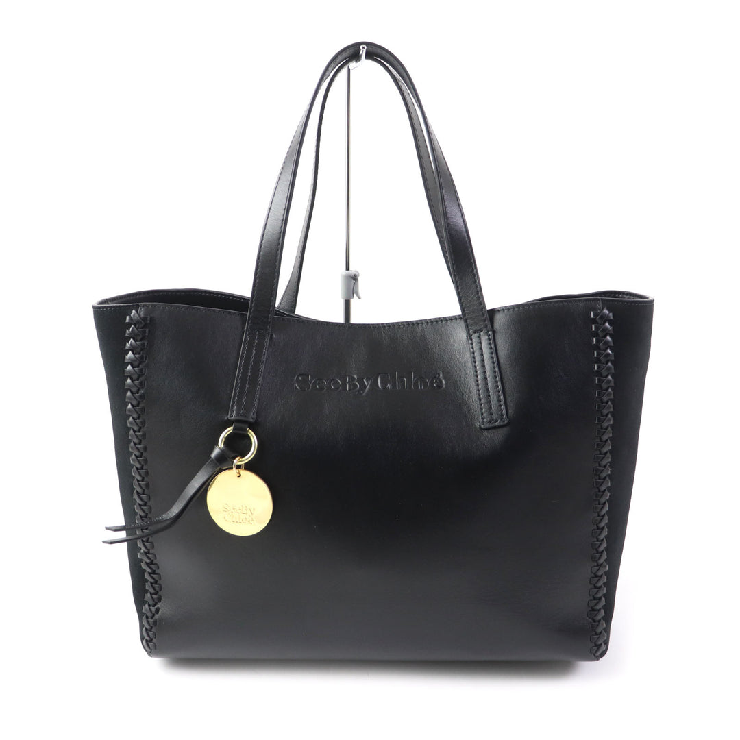 Excellent SEE BY CHLOE Tote Bag TILDA Logo charm included Logo design black leather Women