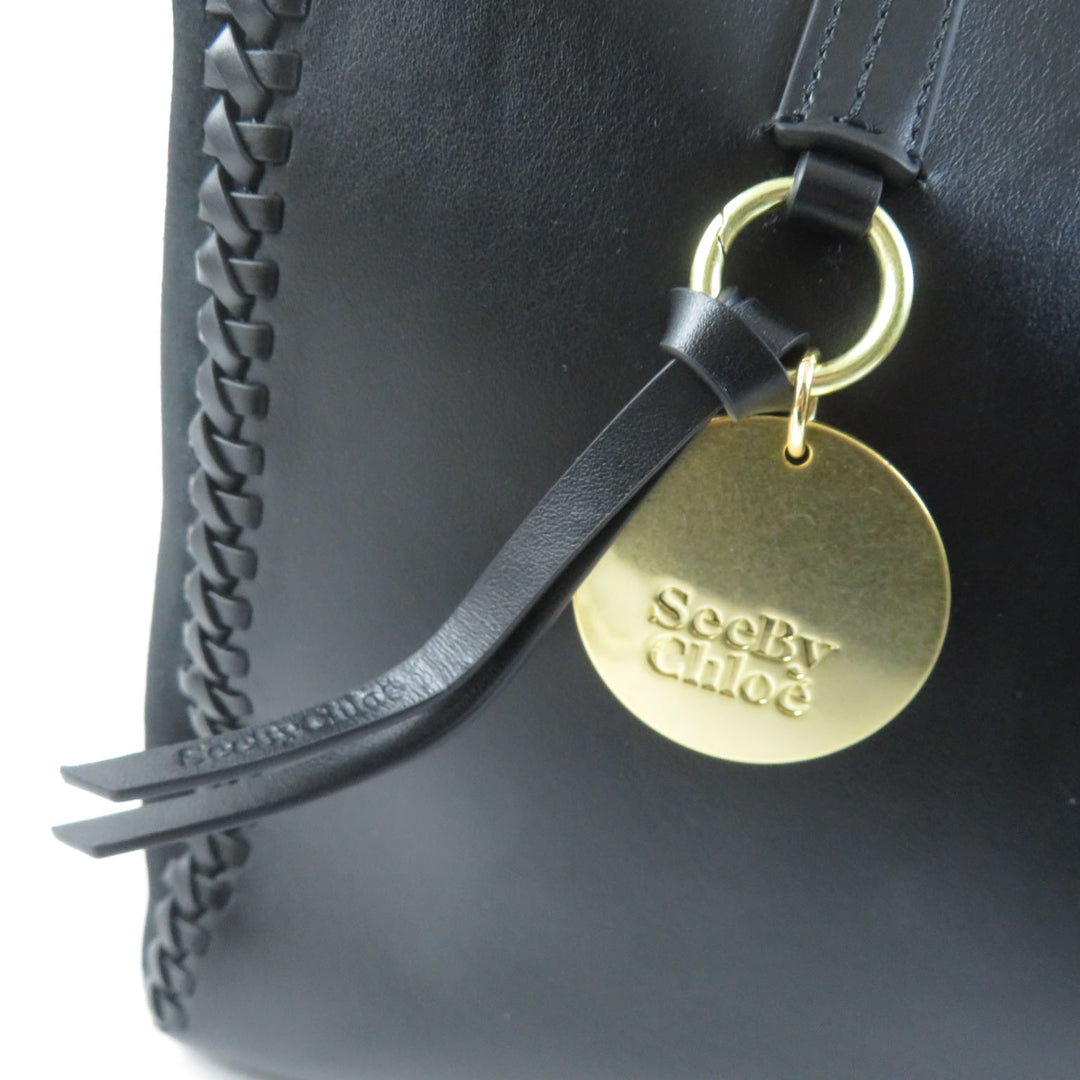 Excellent SEE BY CHLOE Tote Bag TILDA Logo charm included Logo design black leather Women