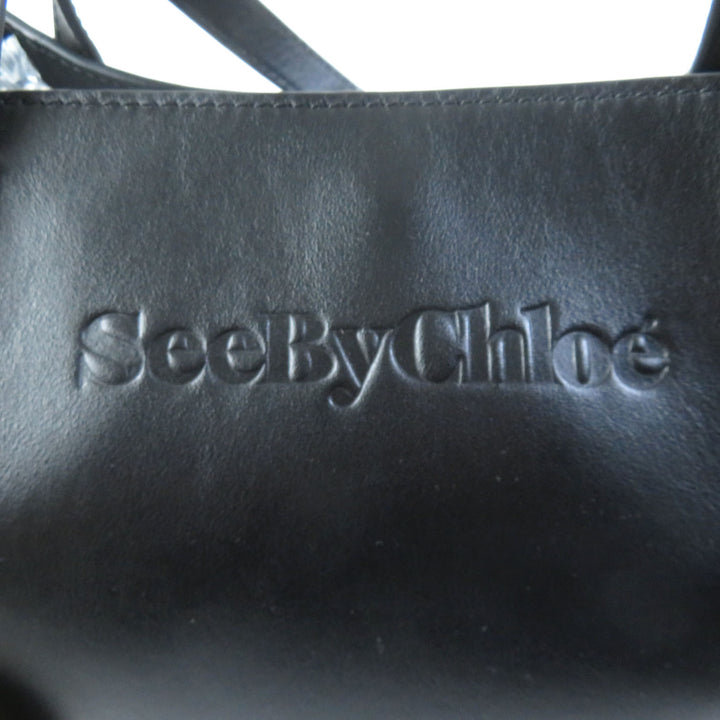 Excellent SEE BY CHLOE Tote Bag TILDA Logo charm included Logo design black leather Women