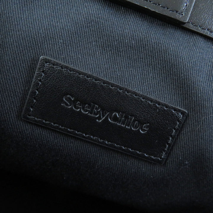Excellent SEE BY CHLOE Tote Bag TILDA Logo charm included Logo design black leather Women