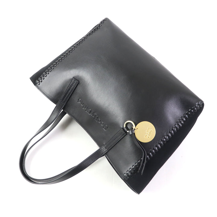 Excellent SEE BY CHLOE Tote Bag TILDA Logo charm included Logo design black leather Women
