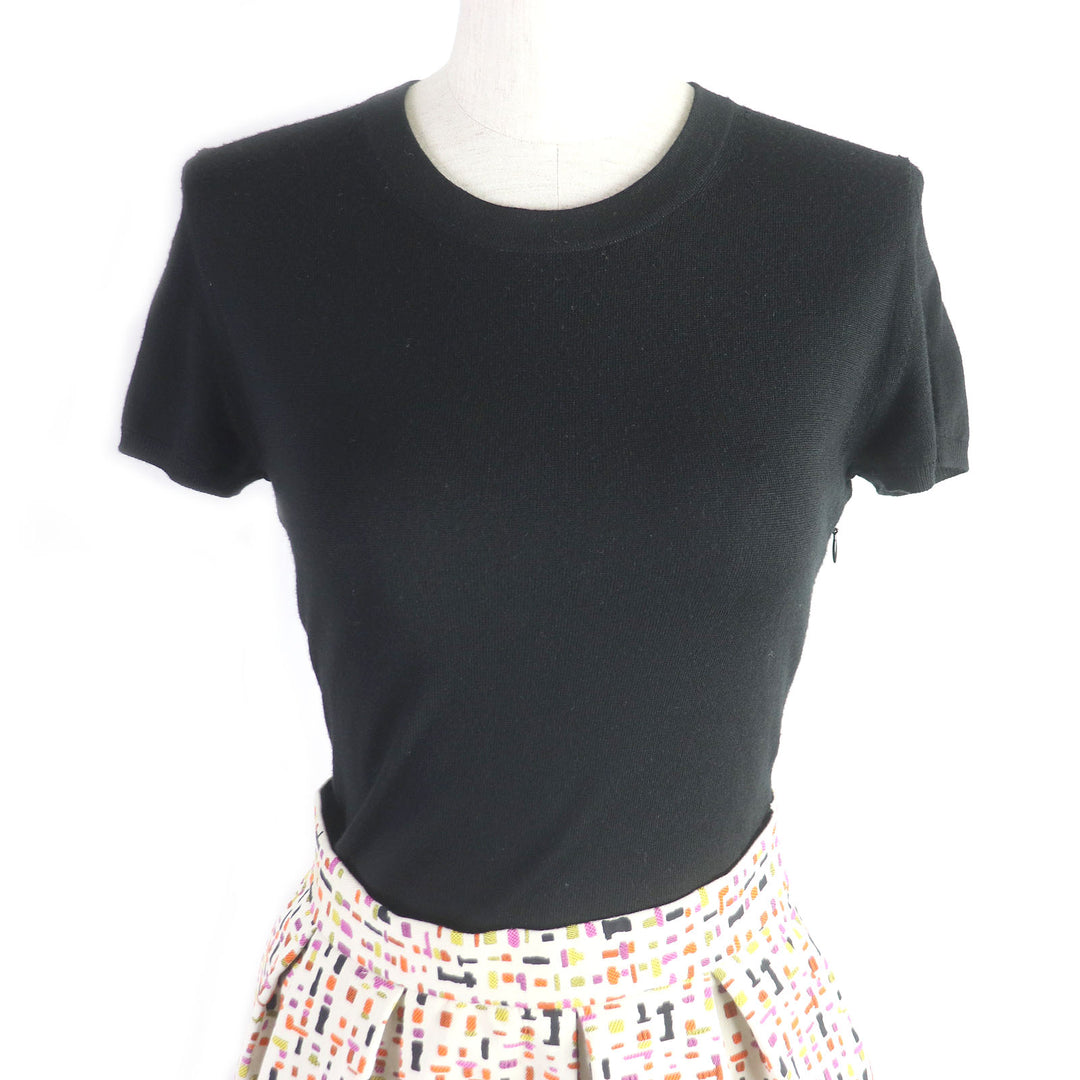 Discounted 
 Pristine PAULE KA one piece Knit switching jacquard all-over pattern short sleeve black cotton Women 36
