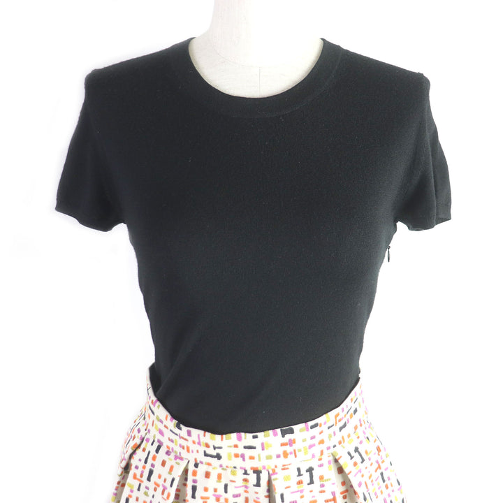 Discounted 
 Pristine PAULE KA one piece Knit switching jacquard all-over pattern short sleeve black cotton Women 36