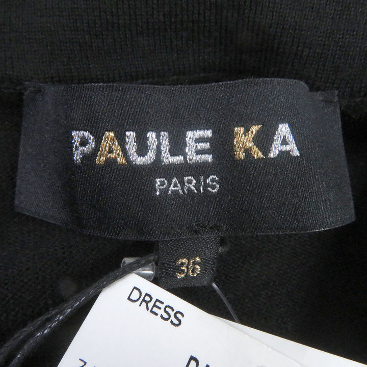 Discounted 
 Pristine PAULE KA one piece Knit switching jacquard all-over pattern short sleeve black cotton Women 36