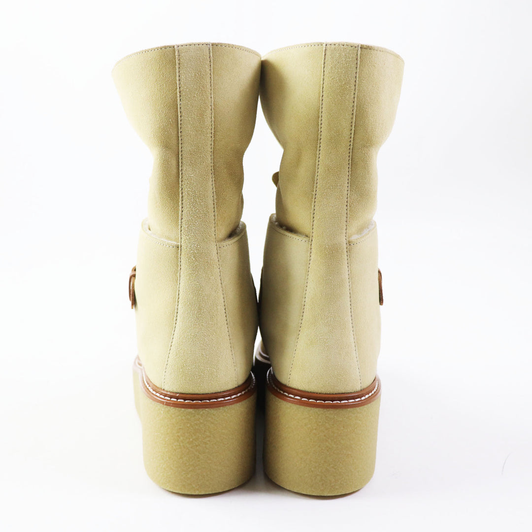 Discounted Pristine HERMES short boots Emisfer Mouton lining Veau Verois/Calfskin Women 35