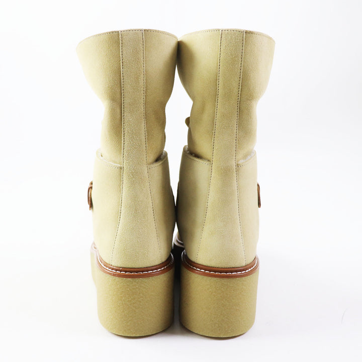 Discounted Pristine HERMES short boots Emisfer Mouton lining Veau Verois/Calfskin Women 35