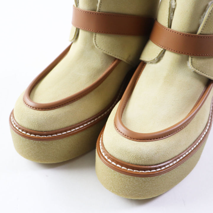 Discounted Pristine HERMES short boots Emisfer Mouton lining Veau Verois/Calfskin Women 35