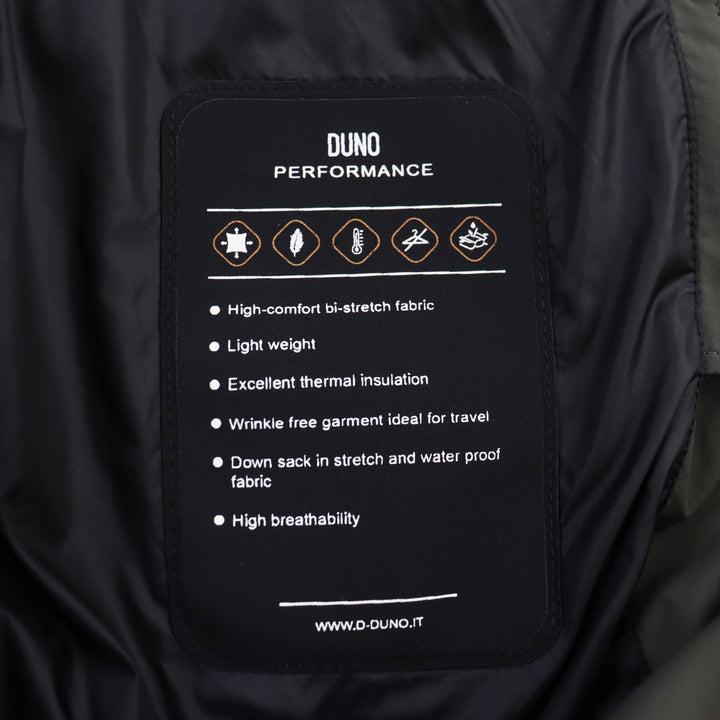 Discounted Excellent DUNO down coat Layered logo patch hoodie khaki mens 50