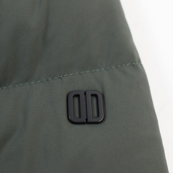Discounted Excellent DUNO down coat Layered logo patch hoodie khaki mens 50